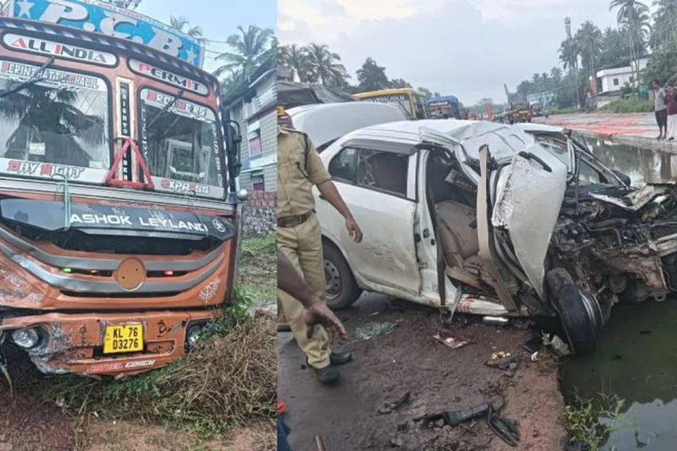 விபத்தில் சிக்கிய சரக்கு லாரியும் காரும்.