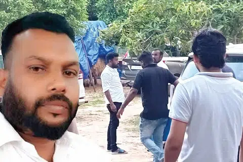 வேளாங்கண்ணி அருகே கீழப்பிடாகை பகுதியில் உள்ள பூபாலன் வீட்டில் அதிகாரிகள் சோதனை நடத்தினர். உள்படம்: பூபாலன்.