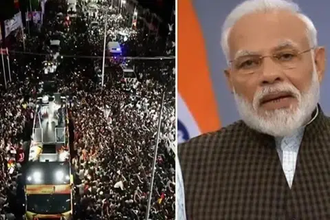 கூட்ட நெரிசலில் சிக்கி காயமடைந்தவர்கள் விரைவில் குணமடைய பிரார்த்திப்பதாக மோடி கூறியுள்ளார்.