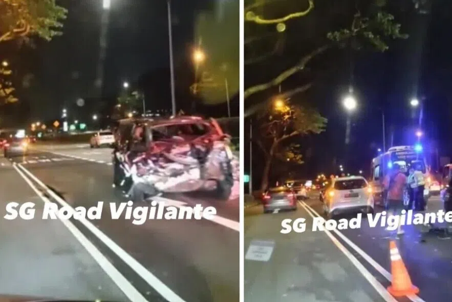 சாங்கி விமான நிலையம் அருகே மோதிக்கொண்ட நான்கு கார்கள்