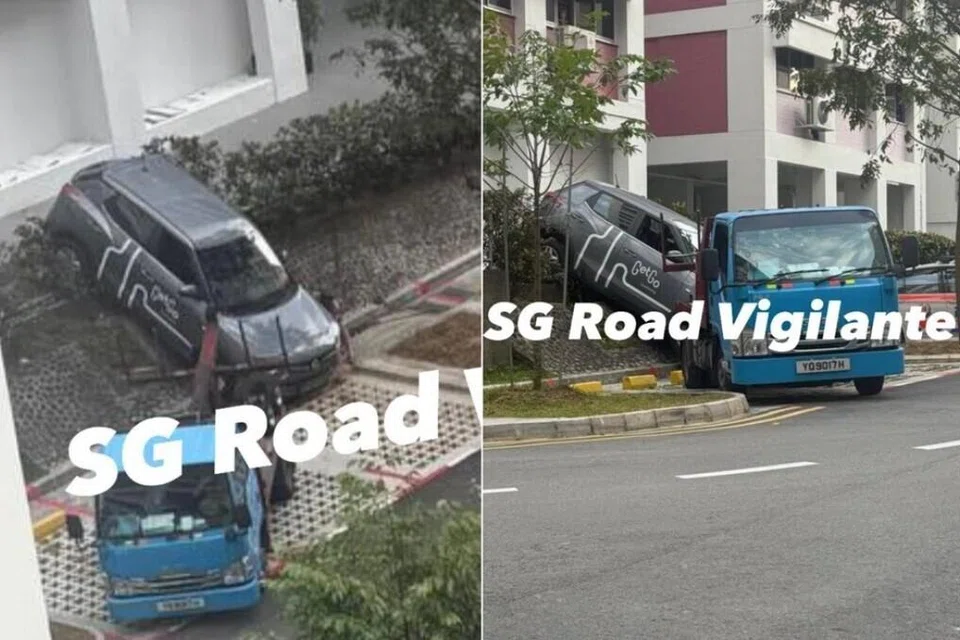 இணையத்தில் பதிவுசெய்யப்பட்ட காணொளியில் காரின் முன்பகுதி இழுவை வாகனத்துடன் இணைக்கப்பட்டுள்ளதைக் காணமுடிகிறது.