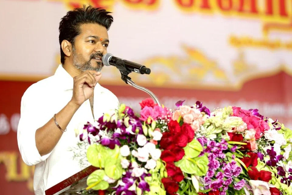 தமிழக வெற்றிக் கழகத் தலைவரும் நடிகருமான விஜய்.