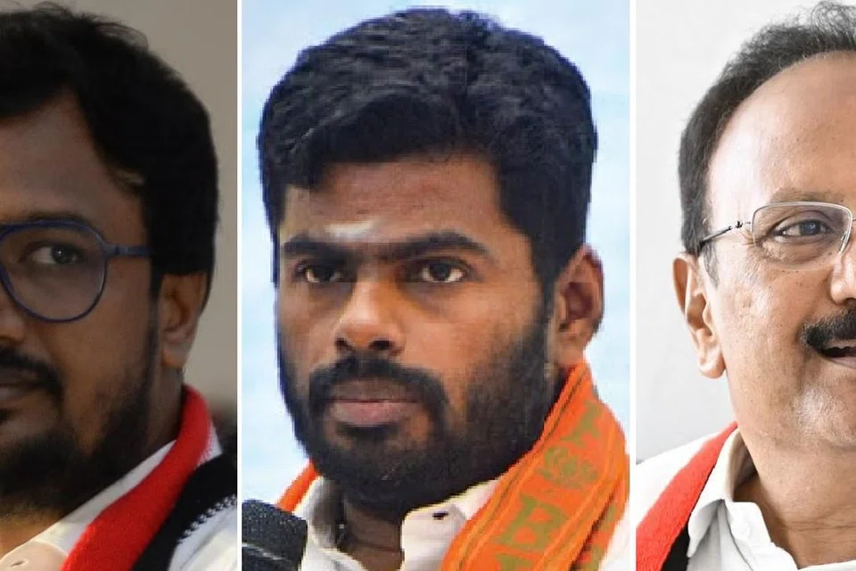 கோவை நாடாளுமன்றத் தொகுதியில் போட்டியிடும் அதிமுகவின் சிங்கை ராமச்சந்திரன், பாஜகவின் அண்ணாமலை, திமுகவின் கணபதி ராஜ்குமார்.