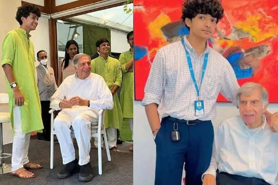 காலஞ்சென்ற தொழிலதிபர் ரத்தன் டாடாவுடன் சாந்தனு நாயுடு. 