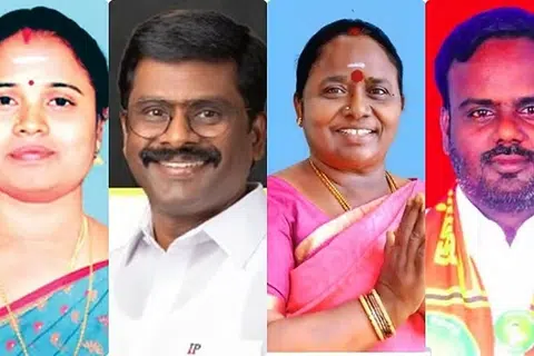 மதுராந்தகம் வேட்பாளர்கள் மரகதம் குமரவேல், பரந்தாமன், கணிதா சம்பத், ஜானகிராமன்.
