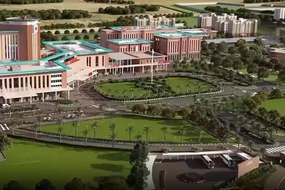 மதுரை எய்ம்ஸ் மருத்துவக் கல்லூரியின் மாதிரிப் படம்.