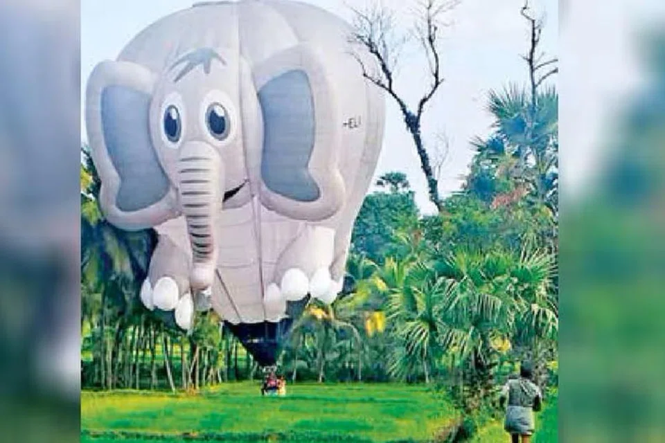 பாலக்காட்டிலுள்ள ஒரு வயல்வெளியில் தரையிறங்கிய வெப்பக் காற்று பலூன்.