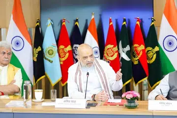 மறுஆய்வுக் கூட்டத்தில் பேசிய அமித்ஷா.