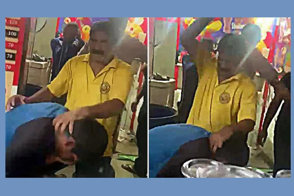 தகவலறிந்து கடையின்முன் திரண்ட உள்ளூர்வாசிகள் கடைக்காரரை நையப்புடைத்தனர்.