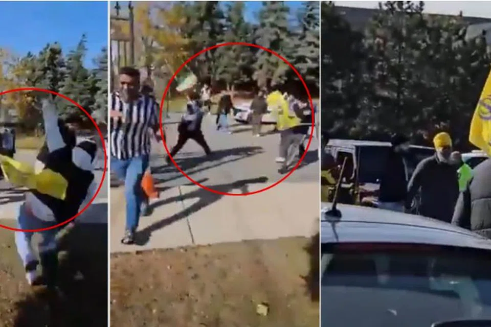 வாயிற்கதவைத் தாண்டி கோவிலுக்குள் சென்று பக்தர்களை தடியால் சிலர் தாக்குவது காணொளியில் பதிவானது.
