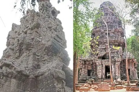 கம்போடிய மக்கள் அரிதாக பாதுகாத்துவந்த தா கிராபெய் கோயில் குண்டு வீச்சில் சேதமடைந்துள்ளது. கடந்த டிசம்பர் 8ஆம் தேதிக்கு முன்பிருந்த தோற்றம் வலது புறம். 
