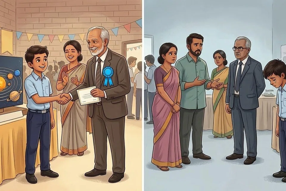 அப்துல்லாவின் படைப்புக்குப் பரிசும், இஸ்மாயிலுக்கு எச்சரிக்கையும் அளித்த தலைமையாசிரியர்.