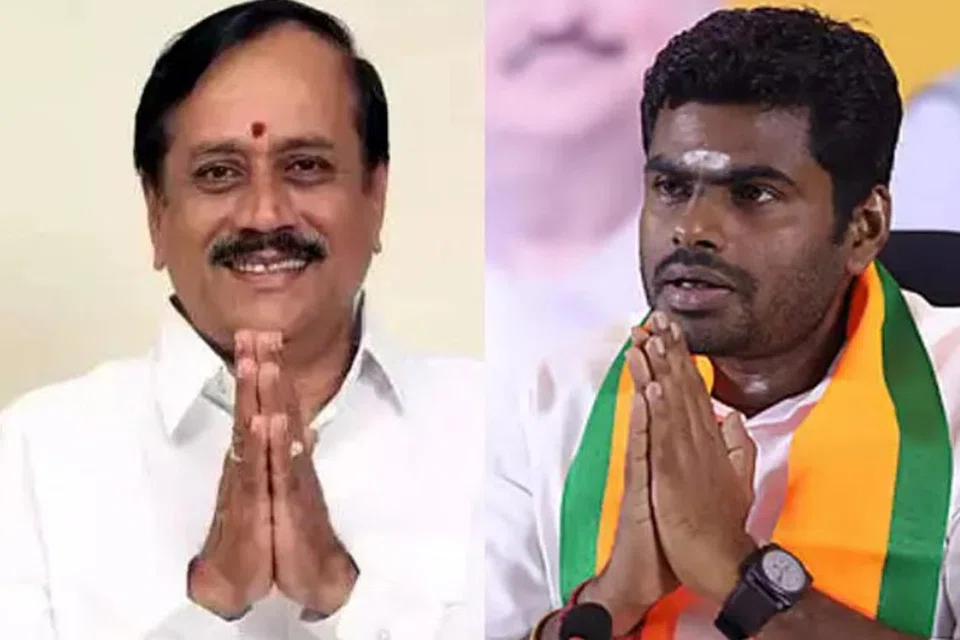 பாஜக பாஜக மூத்த தலைவர் எச்.ராஜா, மாநிலத் தலைவர் அண்ணாமலை.