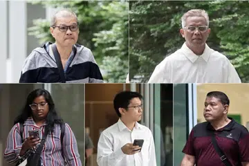 குற்றம் சுமத்தப்பட்டவர்களில் சிலர். (மேல் இடப்புறமிருந்து) டிங் இங் செங், பெர்மாடி அடி, சுபாண்டி ஹாஜி மொஹாரி, ஆகஸ்டின் ஆவ் சின்யிங், ஸ்டெஃபனி பிரிசில்லா சிவன். 