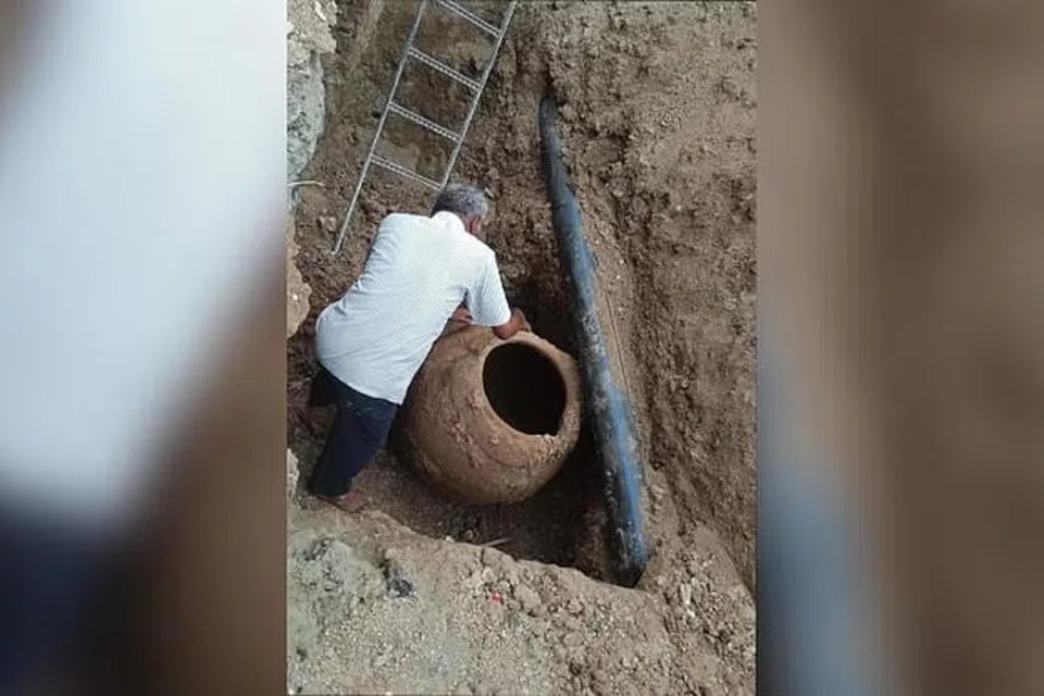 திருப்பூரில் சாலை ஓரமாக குழாய் பதிக்க ஊழியர்கள் குழி தோண்டியபோது முதுமக்கள் தாழியைக் கண்டனர். 