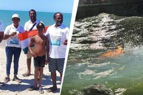 ஏறக்குறைய 29 கி.மீ. தொலைவுள்ள பாக் நீரிணைப் பகுதியை 9 மணி நேரம் 50 நிமிடங்களில் நீந்திக் கடந்து இஷாங்க் சாதனை படைத்தார். 