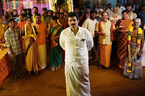 ‘தலைவர் தம்பி தலைமையில்’ படத்தில் ஜீவா தோன்றும் காட்சி.