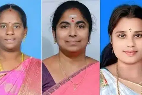(இடமிருந்து) கமலி, விஜயலட்சுமி, ஜெகதீஸ்வரி ஆகிய மூவரும் தமிழக அமைச்சரவையில் இடம்பெற்றுள்ளனர்.