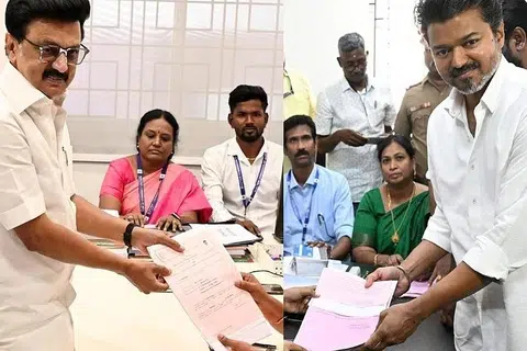 வேட்புமனு தாக்கல் செய்த முதல்வர் ஸ்டாலின், தவெக தலைவர் விஜய்.