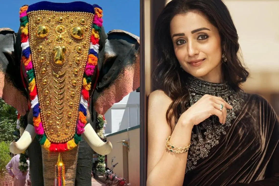 கோவிலுக்கு இயந்திர யானையை பரிசளித்த திரிஷா 