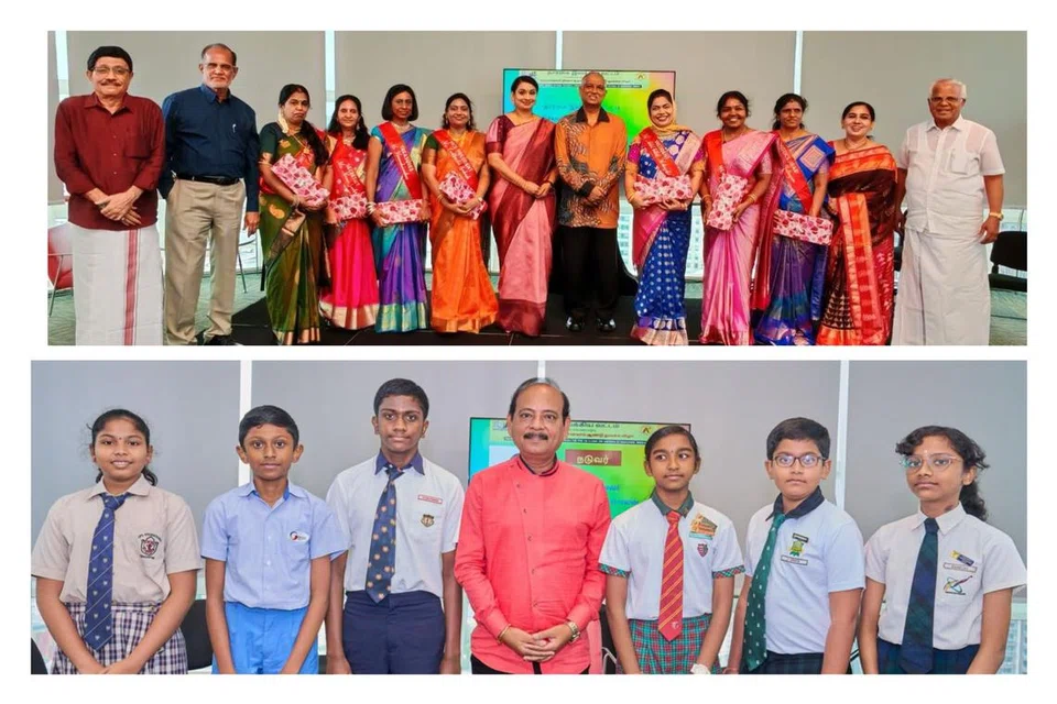 தாரகை இலக்கிய வட்டத்தின் புதிய செயலவைக் குழு. (கீழ்ப்படம்) நடுவராக முனைவர் க. இராஜகோபாலன் செயல்பட்ட பட்டிமன்றத்தின் இரு அணிகளுக்காக வாதிட்ட மாணவச் செல்வங்கள்.