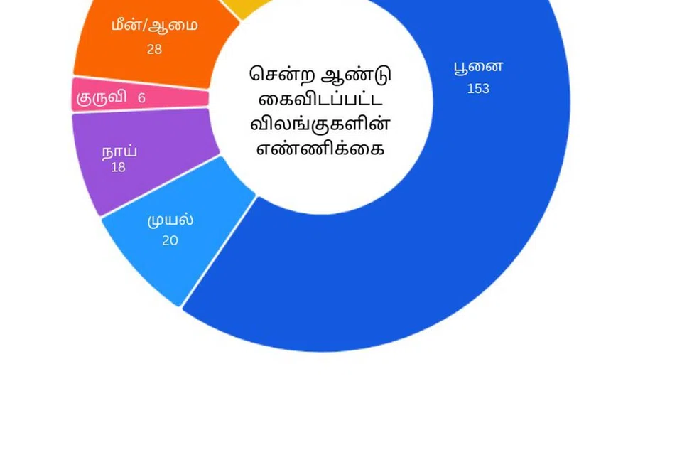 விலங்கு கொடுமைத் தடுப்புச் சங்கம் வெளியிட்ட தகவல்படி சென்ற ஆண்டு கைவிடப்பட்ட விலங்குகளின் புள்ளிவிவரம். 