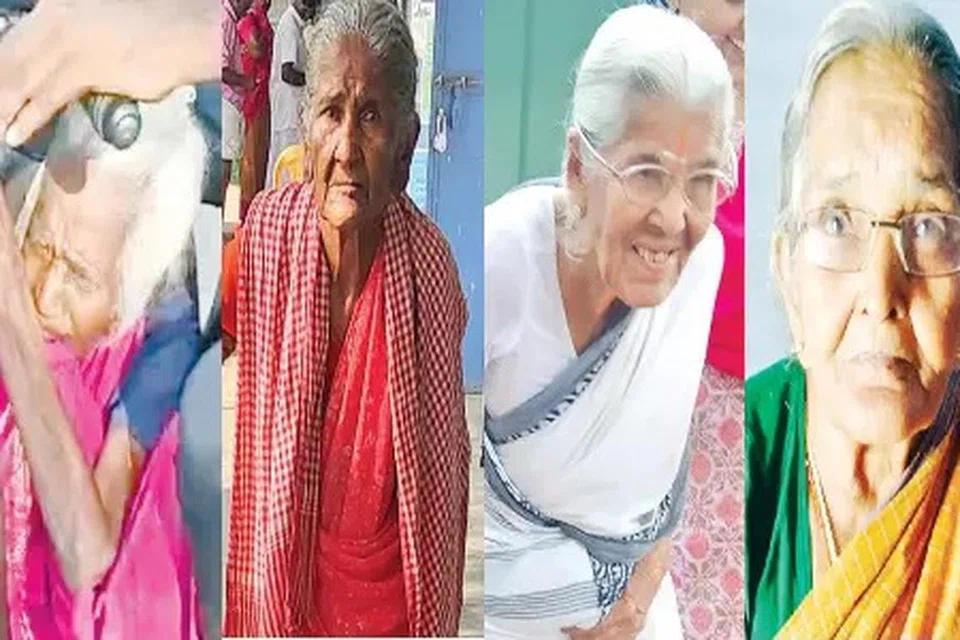 ஊன்றுகோல் உதவியுடன் வந்த வயதான மூதாட்டிகள் வாக்களித்து தங்கள் ஜனநாயகக் கடமையை நிறைவேற்றினர்.