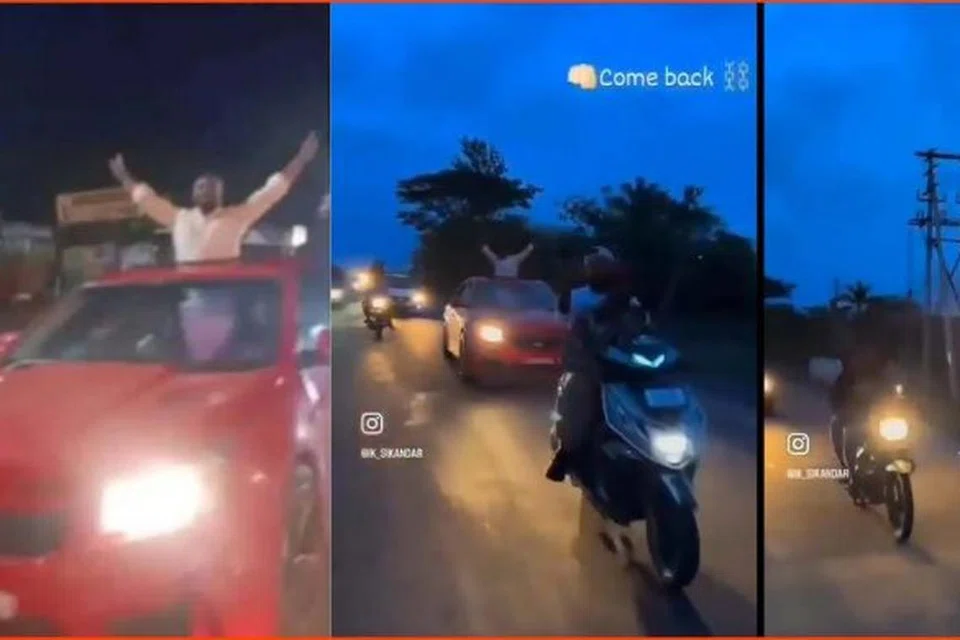 சமூக ஊடகங்களில் வன்கொடுமை குற்றவாளிகள் நடத்திய ‘ரோடு ஷோ’ குறித்து பகிரப்பட்டுவரும் காணொளியிலிருந்து எடுக்கப்பட்ட படம்.