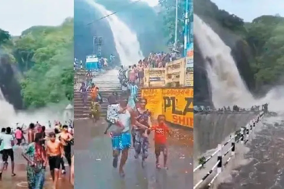 பழைய குற்றாலத்தில் திடீர் வெள்ளப்பெருக்கு ஏற்பட்டதை அடுத்து சுற்றுலாப் பயணிகள் அலறியடித்துக்கொண்டு அங்கிருந்து ஓட்டம் பிடித்தனர். 