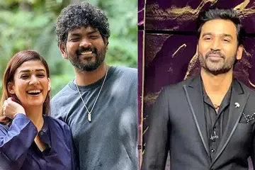 (இடமிருந்து) நயன்தாரா, விக்னேஷ் சிவன், தனுஷ்.