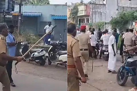 சண்டையிட்ட கட்சித் தொண்டர்களைத் தடியடி நடத்தி விரட்டி அடித்த காவல்துறை.