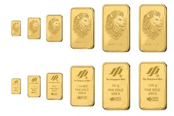 சிங்கத் தலை சின்னம் கொண்ட தங்கக் கட்டிகள் 1 கிராம் முதல் 1 கிலோ வரையிலான அளவுகளில் கிடைக்கின்றன.
