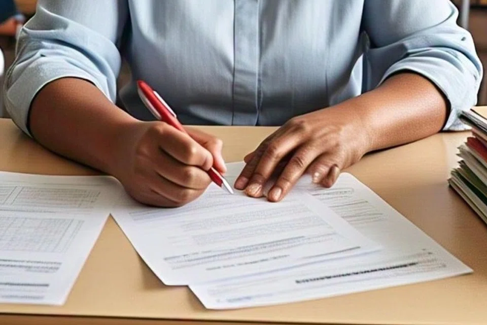 தேர்வுத்தாள்களை திருத்தும் கடைநிலை ஊழியர்.