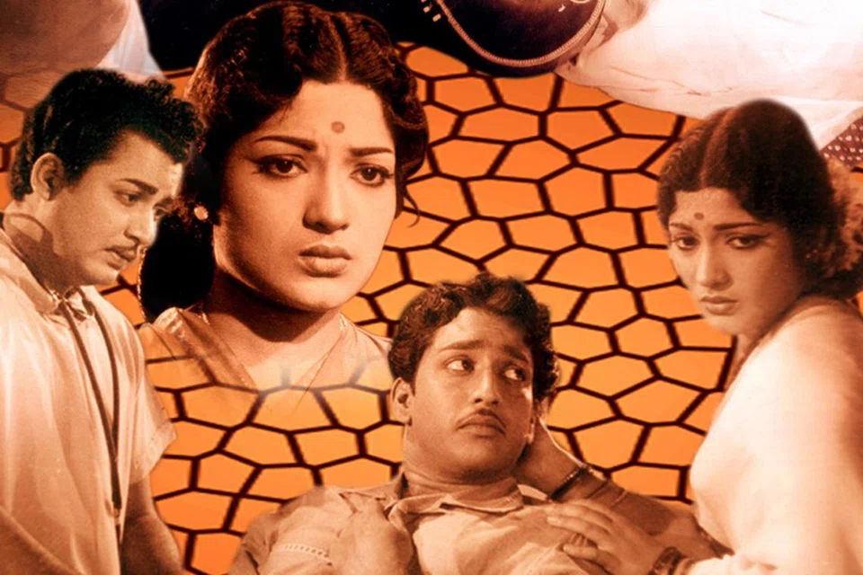 ‘நெஞ்சில் ஓர் ஆலயம்’ படத்தில் இடம்பெற்றுள்ள ஒரு காட்சியில் கல்யாண்குமார், முத்துராமன், தேவிகா.