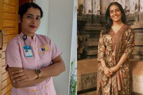 தாதி அஞ்சலி பைஜு, தாதிமை மாணவி ஆர்ட்ரா ராஜ்.