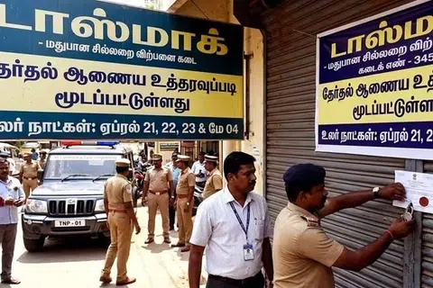ஏப்ரல் 21 முதல் 23 வரை மூன்று நாள்களும் தொடர்ச்சியாகவும் வாக்குகள் எண்ணப்படும் மே 4ஆம் தேதியும் மாநிலம் முழுவதும் மதுக்கடைகள் மூடப்பட்டு இருக்கும் எனத் தேர்தல் ஆணையம் அறிவித்திருந்தது.