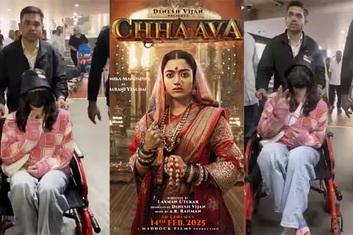 சக்கர நாற்காலியில் வந்த ராஷ்மிகா; ரசிகர்கள் கவலை