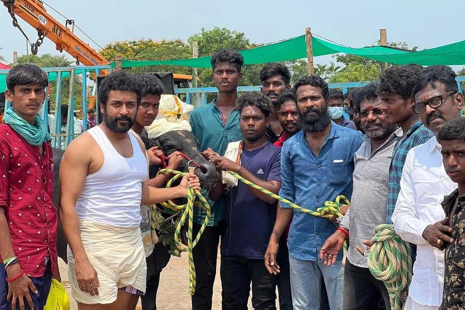 ‘வாடிவாசல்’ படப்பிடிப்பில் சூர்யா, வெற்றிமாறன்.