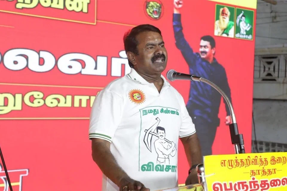 நாம் தமிழர் கட்சியின் தலைமை ஒருங்கிணைப்பாளர் சீமான்.