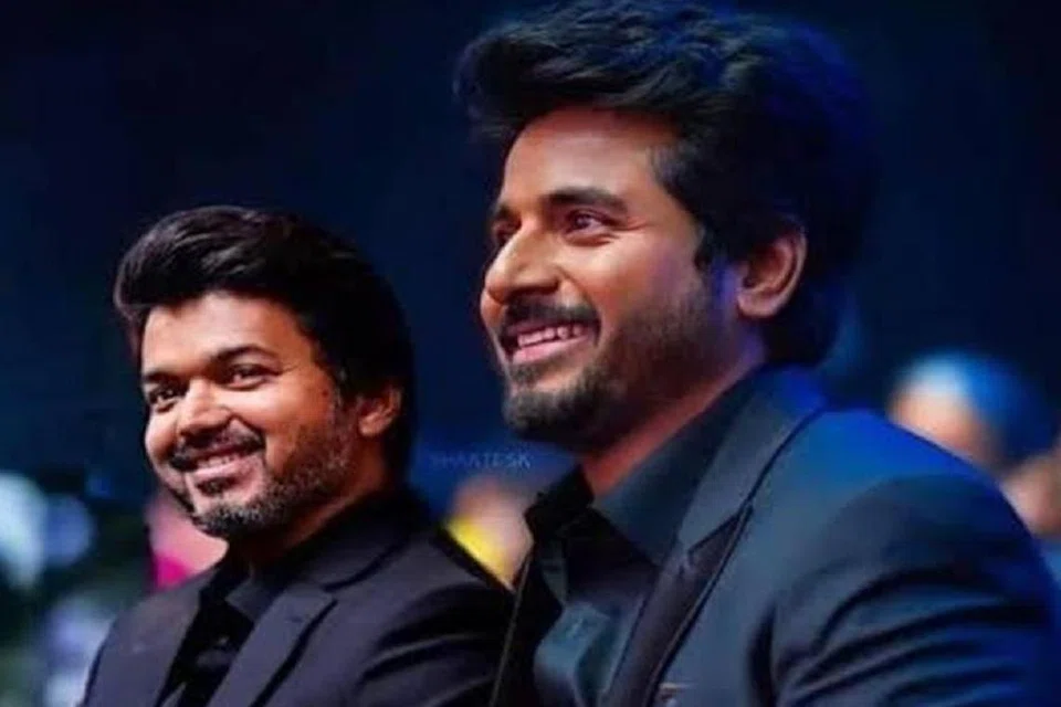 ‘தி கோட்’ படத்தின் நிகழ்ச்சியில் விஜய், சிவகார்த்திகேயன்.