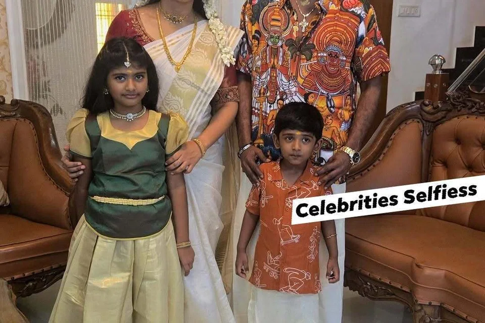 மனைவி, பிள்ளைகளுடன் சாண்டி.