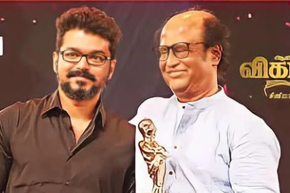 நிகழ்ச்சி ஒன்றில் விஜய், ரஜினி.