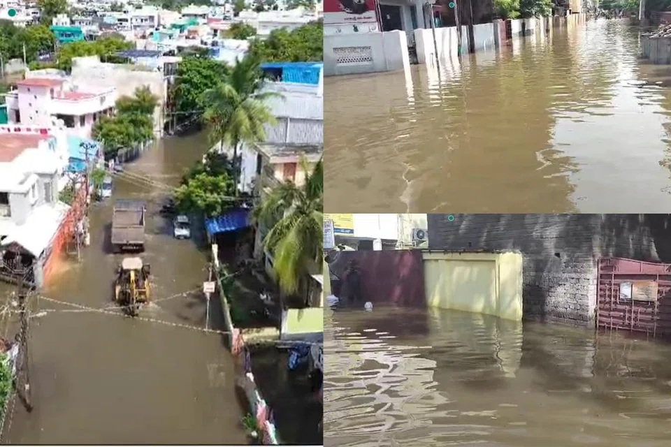 மதுரையில் பெய்த மழையால், தாழ்வான பகுதிகள் வெள்ளத்தில் மூழ்கியதால், சாலைகள் ஆறுகளாக மாறியுள்ளன. வீடுகள் மற்றும் அலுவலகங்களுக்குள் தண்ணீர் புகுந்ததுடன், மக்கள் முழங்கால் அளவு தண்ணீரில் திக்குமுக்காடினர்.
