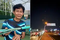 ஹா‌ஷிம் சிடெக் (இடது), கத்தார் வானில் காணப்பட்ட ஈரான் பாய்ச்சிய ஏவுகணைகள்.