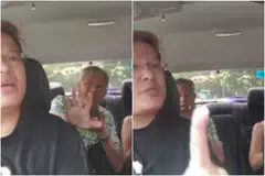 காணொளியின் ஒரு கட்டத்தில் பெண் பயணி ஓட்டுநரின் தோள் மீது தன் கையை வைத்து அவரை அமைதிப்படுத்த முயற்சி செய்தார். படம்: வான் பாவ்