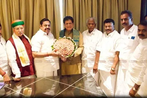 சென்னையில் பியூஷ் கோயலைச் சந்தித்த எடப்பாடி பழனிசாமி.