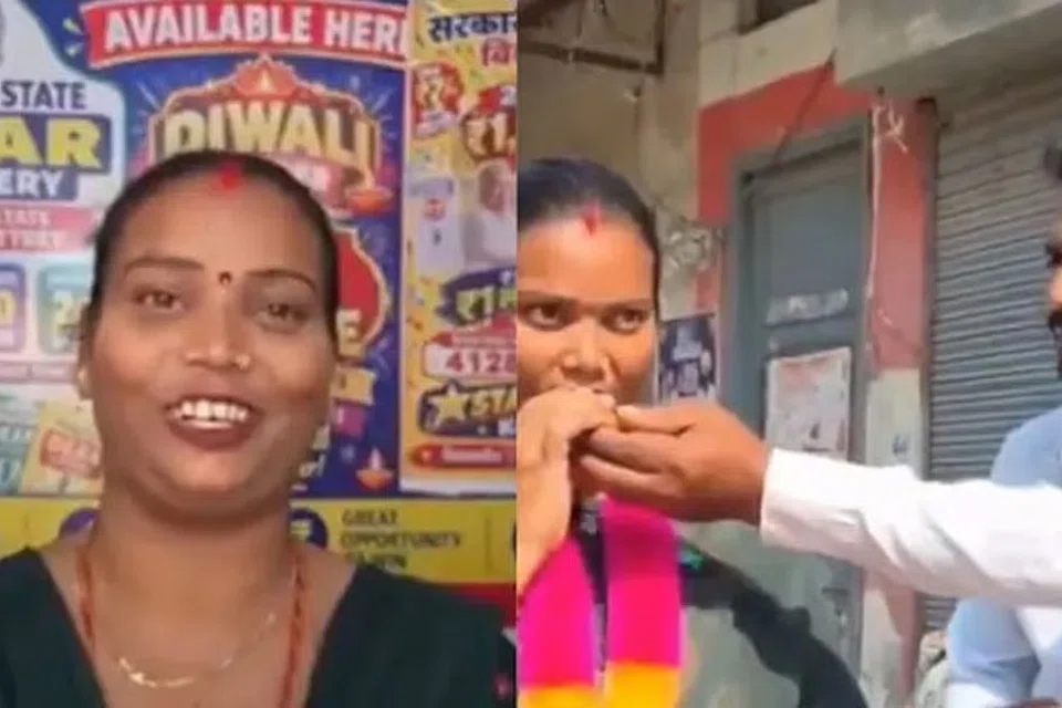 ரூ.7 செலவில் லாட்டரி சீட்டு வாங்கிய பெண்ணுக்கு ரூ.1 கோடி பரிசு கிடைத்துள்ளது.