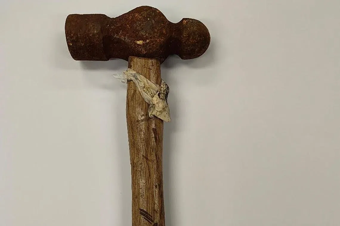 மாதின் வீட்டுக் கதவைச் சுத்தியலால் தாக்கியதாக ஆடவர் மீது அச்சுறுத்தல் குற்றச்சாட்டு