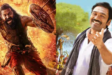 ‘காந்தாரா’ படத்தில் நடித்த ரிஷப் ஷெட்டி, ‘இட்லி கடை’ படத்தில் நடித்த தனுஷ். 