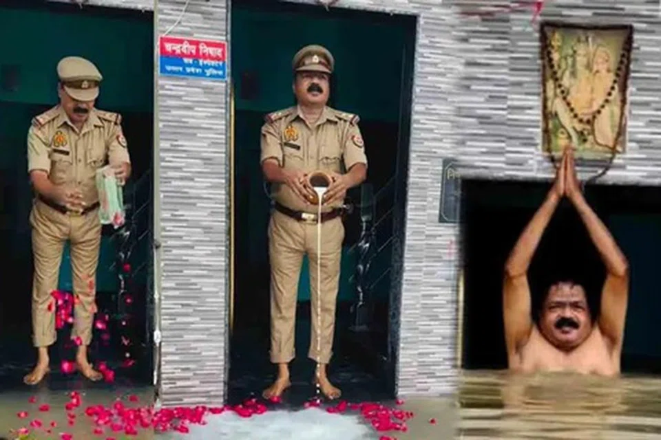 தன் வீட்டின் முன் வெறுங்கால்களுடன், கால்சட்டையை மடித்து வழிபடுவதும், ஒரு பாத்திரத்தில் பாலை எடுத்து அதை வெள்ளநீரில் ஊற்றி, பூக்களையும் தூவி கங்கைக்கு மரியாதை செலுத்தும் காட்சியும் அடங்கிய காணொளி இணையத்தில் காணக்கிடைக்கிறது.